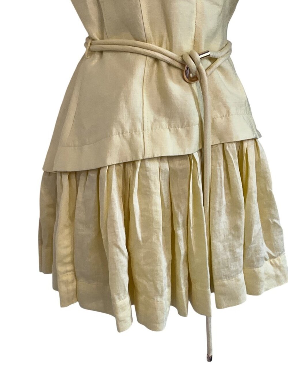 Acler Remly Mini Dress in Lemon Sorbet 8 Womens Belted Linen - Picture 10 of 16
